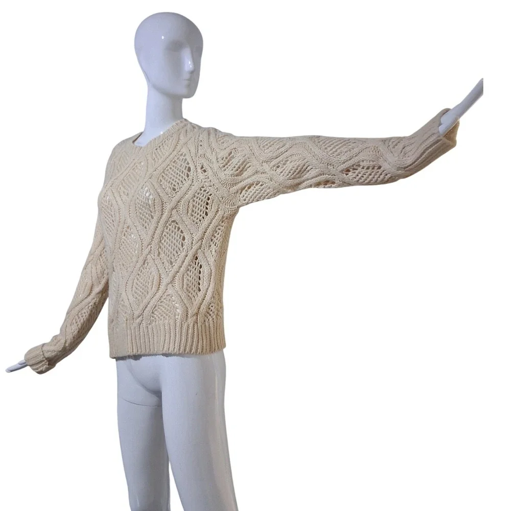 Forever 21+ Womens size 1X Chunky  Open knit Crew Fisherman Grandpa Cozy Sweater
